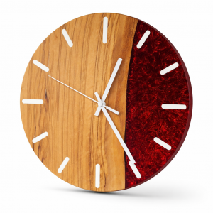 Wanduhr Ø 32cm mit Olivenholz