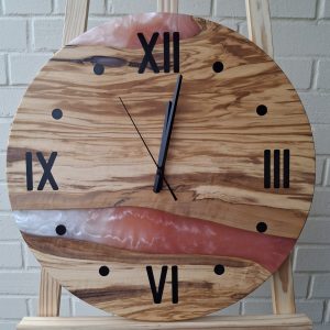 Wanduhr 49 cm mit exklusivem Olivenholz "zweifarbig"