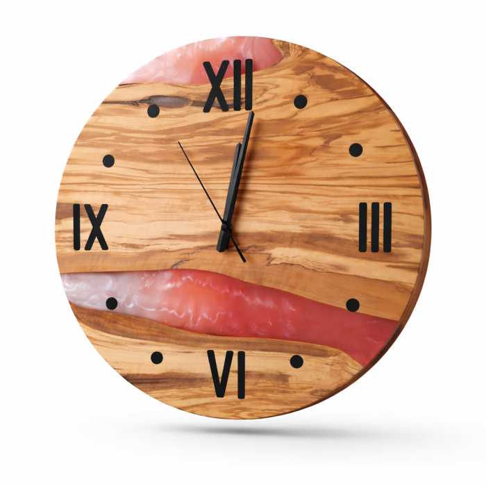 Wanduhr Ø 49 cm mit einzigartigem Olivenholz "zweifarbig"