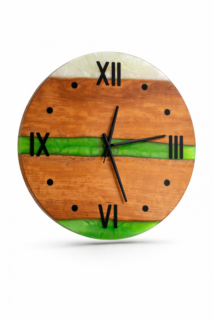 Zwetschgenholz - Wanduhr Ø 49  "zweifarbig"