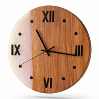 Wanduhr Ø 34 cm massives Walnussholz & Epoxidharz " Polarlichter "