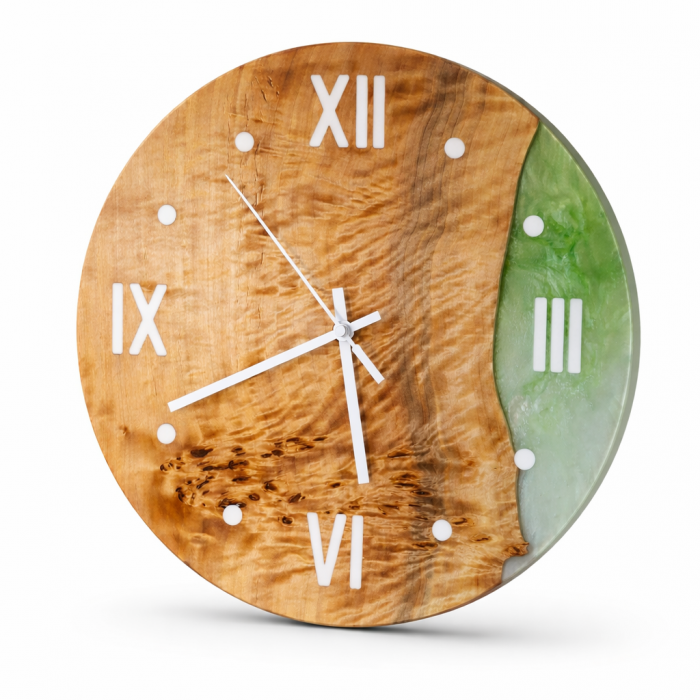 Wanduhr Ø 34 cm Maserpappel zweifarbig