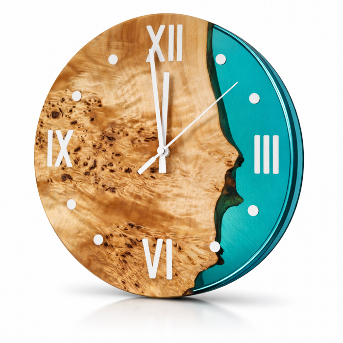 Ozean-Style Wanduhr  mit einzigartiger Maserpappel